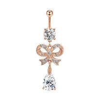 New Bows Water Drop Zircon Umbilical Nail Belly Button Piercing Jewelry Belly Button Ring sku image 2