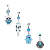 Fashion Steel Belly Button Nail Palm Fashion Belly Button Ring 4-piece Set sku image 1