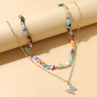 Retro Butterfly Creative Popular Color Natural Stone Temperament Necklace Set main image 1
