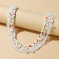 Retro Ethnic Rice Beads Tranparent Natural Stone Resin Necklace Set sku image 1