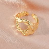 18kgp Retro Golden Geometric Bump Open Ring Women main image 3