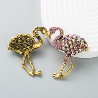 Elegante Luxus-volldiamant-tier-flamingo-mode Neue Brosche-accessoires main image 3