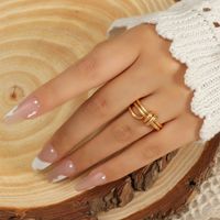 18kgp Retro Open Ring Trend Twisted Knotted Ring Women sku image 1