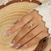 18kgp Retro Open Ring Trend Twisted Knotted Ring Women sku image 2