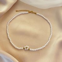 Retro-perle Einfache Perlenblumenhalskette Chocker Schlüsselbeinkette Großhandel main image 5
