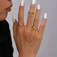 Punk Plain Circle Smooth Tassel Chain Fashion One-piece Ring Three-piece Set main image 3