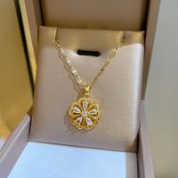 Five-leaf Flower Exquisite Micro-inlaid Necklace Female Fashion Trend Clavicle Chain main image 6