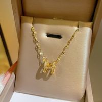 Full Rhinestone Letter H Necklace Simple Clavicle Chain Fashion Necklace main image 5