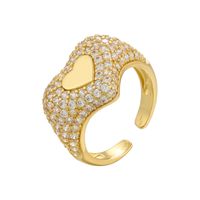 Micro-inlaid Peach Heart Colored Diamond Ring Heart-shaped Opening Adjustable Ring main image 4