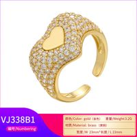 Micro-inlaid Peach Heart Colored Diamond Ring Heart-shaped Opening Adjustable Ring main image 5