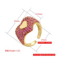 Bague Diamant Couleur Pêche Coeur Micro Incrusté Ouverture En Forme De Coeur Bague Réglable main image 6