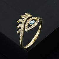 European And American Fashion Copper-plated Gold-plated Micro-inlaid Zircon Eyes Pearl Ring main image 4