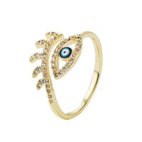 European And American Fashion Copper-plated Gold-plated Micro-inlaid Zircon Eyes Pearl Ring main image 6
