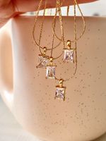 New Super Flash Square Zircon Necklace Simple Basic All-match Sweater Chain main image 1