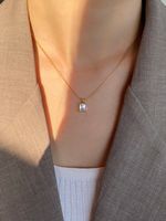 New Super Flash Square Zircon Necklace Simple Basic All-match Sweater Chain main image 5