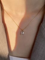 New Super Flash Square Zircon Necklace Simple Basic All-match Sweater Chain main image 3