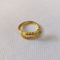 European And American Fashion 18k Gold Plated Zircon Geometric Opening Adjustable Copper Ring sku image 3