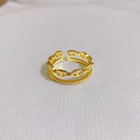 European And American Fashion 18k Gold Plated Zircon Geometric Opening Adjustable Copper Ring sku image 1