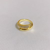 European And American Fashion 18k Gold Plated Zircon Geometric Opening Adjustable Copper Ring sku image 7
