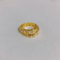 European And American Fashion 18k Gold Plated Zircon Geometric Opening Adjustable Copper Ring sku image 8