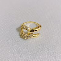 European And American Fashion 18k Gold Plated Zircon Geometric Opening Adjustable Copper Ring sku image 11