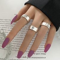 Creative Personality Mushroom Ring Set 3-piece Joint Ring Retro Engraving Butterfly Ring sku image 3