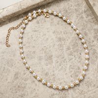 Retro-perle Einfache Perlenblumenhalskette Chocker Schlüsselbeinkette Großhandel sku image 2