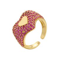 Micro-inlaid Peach Heart Colored Diamond Ring Heart-shaped Opening Adjustable Ring sku image 3