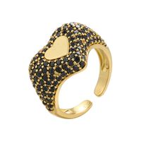 Micro-inlaid Peach Heart Colored Diamond Ring Heart-shaped Opening Adjustable Ring sku image 6