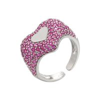 Micro-inlaid Peach Heart Colored Diamond Ring Heart-shaped Opening Adjustable Ring sku image 9
