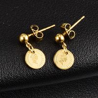 Boucles D&#39;oreilles Simples De Base En Or Et En Acier Au Titane Avec Perles Rondes sku image 1