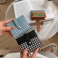 Female Compact Multi-card Position Houndstooth Fabric Card Holder Bag main image 1