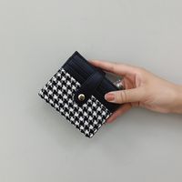 Female Compact Multi-card Position Houndstooth Fabric Card Holder Bag main image 3