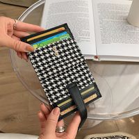 Female Compact Multi-card Position Houndstooth Fabric Card Holder Bag main image 4