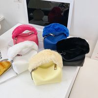 Children's Bag Fall Winter 2021 New Furry Messenger Bag Solid Color Mini Bucket Bag main image 1