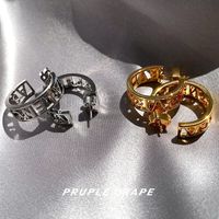 Paris Hollow Letter Semicircle Design Styling C-shaped Earrings main image 7