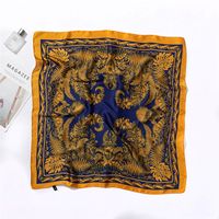 New Fashion Silk Scarf 70cm Square Scarf Floral Print Silk Satin Scarf main image 5