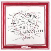 Valentine's Day 90cm Twill Square Scarf 38 Languages Printed Silk Scarf Shawl main image 1
