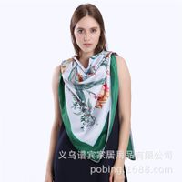 New Style 130cm Large Square Scarf Floral Hyacinth Scarf Shawl main image 3