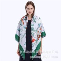 New Style 130cm Large Square Scarf Floral Hyacinth Scarf Shawl main image 4
