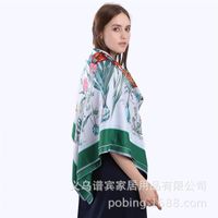 New Style 130cm Large Square Scarf Floral Hyacinth Scarf Shawl main image 5