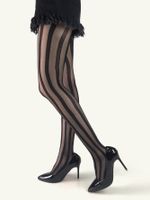 Ultra-thin Sexy Pantyhose Two-color Wide And Vertical Striped Silk Socks Women main image 1