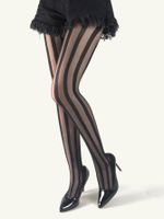 Ultra-thin Sexy Pantyhose Two-color Wide And Vertical Striped Silk Socks Women main image 6