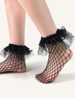 Japanese Women Fishnet Socks Black Stockings Hipster Short Socks main image 3