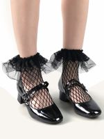Japanese Women Fishnet Socks Black Stockings Hipster Short Socks main image 5