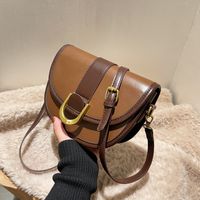 New Trendy Winter Retro Texture Simple Messenger Saddle Bag main image 2