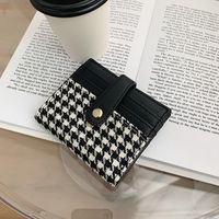 Female Compact Multi-card Position Houndstooth Fabric Card Holder Bag sku image 2