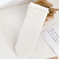 Women's Tube Socks Summer Thin Section Cute Japanese White Lace Hollow Pile Socks sku image 2