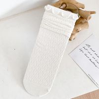 Women's Tube Socks Summer Thin Section Cute Japanese White Lace Hollow Pile Socks sku image 4
