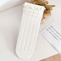 Women's Tube Socks Summer Thin Section Cute Japanese White Lace Hollow Pile Socks sku image 5